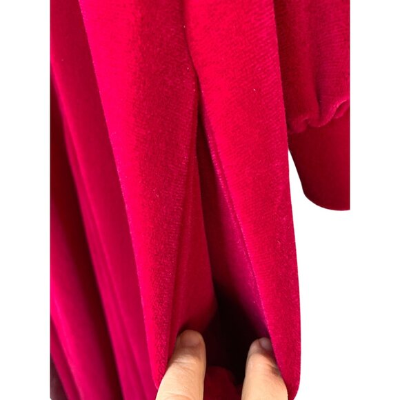 VTG 70s David Brown x Saks Fifth Avenue Red Maxi House Dress Medium Velour USA R - Picture 13 of 14